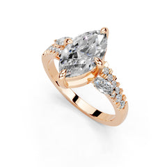 Marquise Side Stone Pavé Lab-Grown Diamond Engagement Ring