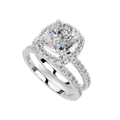 Halo with Double Pavé Band Lab-Grown Diamond Engagement Ring
