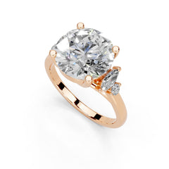Round Marquise Cluster Side Stone Lab-Grown Diamond Engagement Ring