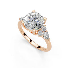 Round Pear Cluster Side Stone Lab-Grown Diamond Engagement Ring