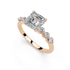 Asscher Scattered Side Stone Lab-Grown Diamond Engagement Ring