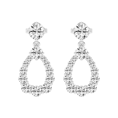 Solitaire Teardrop Round Cut 3.26 Cttw Lab Grown Diamond Earrings