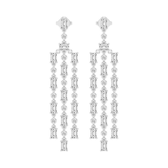 Dangle Drop Round and Emerald 3.55 Cttw Lab Grown Diamond Earrings