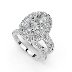 Oval Cut Double Row Lab Grown Diamond Engagement Ring