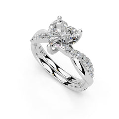 Heart Cut Split Shank Lab Grown Diamond Engagement Ring