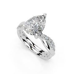 Pear Cut Split Shank Lab Grown Diamond Engagement Ring