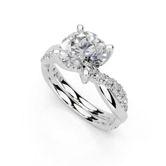 Round Cut Split Shank Lab Grown Diamond Engagement Ring (1–5 ct, 14K/18K/Platinum)