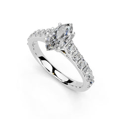 Marquise Cut Claw Prongs Pave Lab Grown Diamond Engagement Ring