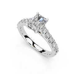 Radiant Cut Claw Prongs Pave Lab Grown Diamond Engagement Ring