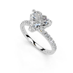 Heart Cut Hidden Halo Pave Lab Grown Diamond Engagement Ring