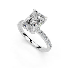 Radiant Cut Hidden Halo Pave Lab Grown Diamond Engagement Ring