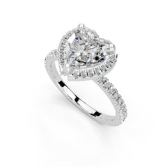 Heart Cut Pave Setting Halo Lab Grown Diamond Engagement Ring (1.6 mm width)