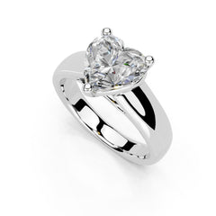 Heart Cut Wide Band Solitaire Lab Grown Diamond Engagement Ring (3.5 mm width)