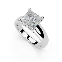 Princess Cut Wide Band Solitaire Lab Grown Diamond Engagement Ring (3.5 mm width)