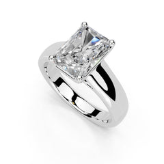 Radiant Cut Wide Band Solitaire Lab Grown Diamond Engagement Ring (3.5 mm width)