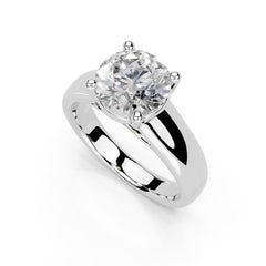 Round Cut Wide Band Solitaire Lab Grown Diamond Engagement Ring (3.5 mm width)