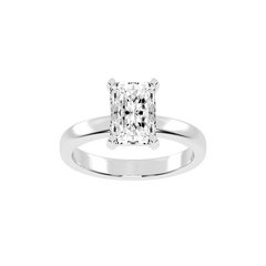 Radiant Cut Square Prongs Solitaire Lab Grown Diamond Engagement Ring (3mm width)