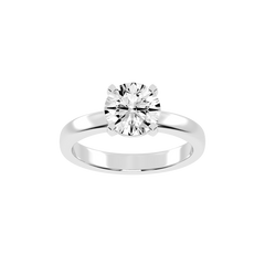 Round Cut Square Prongs Solitaire Lab Grown Diamond Engagement Ring (3mm width)
