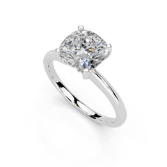 Cushion Cut Knife Edge Solitaire Lab Grown Diamond Engagement Ring (2 mm width)