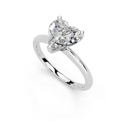 Heart Cut Knife Edge Solitaire Lab Grown Diamond Engagement Ring (2 mm width)