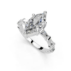 Marquise Cut Fancy Lab Grown Diamond Engagement Ring