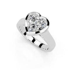 Heart Cut Bezel Setting Lab Grown Diamond Engagement Ring