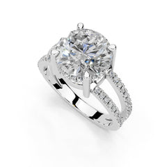 Round Cut Split Shank Lab Grown Diamond Engagement Ring with Pave Setting