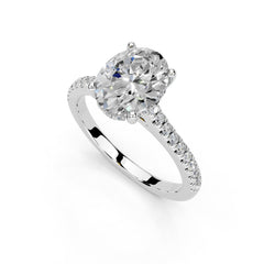 Oval Cut Square Prong Pave Lab Grown Diamond Engagement Ring