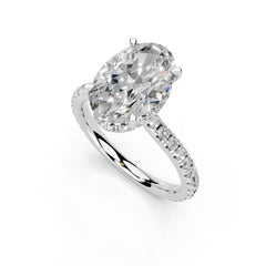 Oval Cut Double Hidden Halo Pave Lab Grown Diamond Engagement Ring