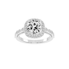 Cushion Cut Halo Lab Grown Diamond Engagement Ring