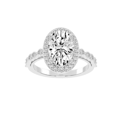 Oval Cut Halo Lab Grown Diamond Engagement Ring