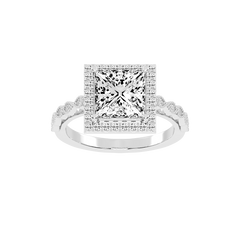 Princess Cut Halo Lab Grown Diamond Engagement Ring