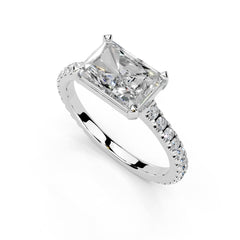 Radiant Cut Four Prong Pave Lab Grown Diamond Engagement Ring