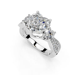 Heart Cut Fancy Lab Grown Diamond Engagement Ring with Twisted Pave
