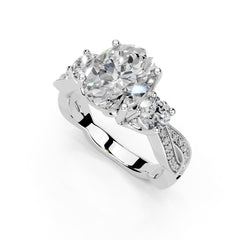 Oval cut Fancy Lab Grown Diamond Engagement Ring with Twisted Pave