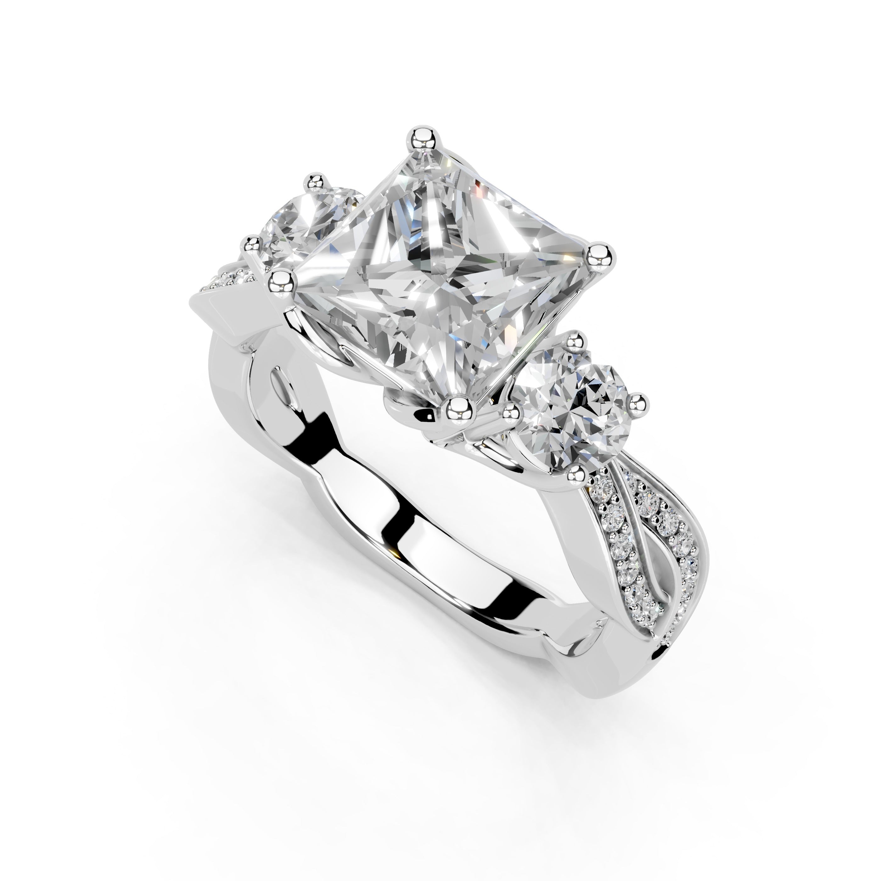 Anillo de compromiso con diamantes cultivados en laboratorio de