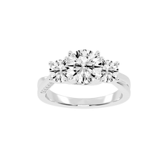 Round Cut Three Stone Lab Grown Diamond Engagement Ring