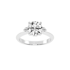 Three Stone Lab Grown Diamond Engagement Ring with Round Cut Center Stone