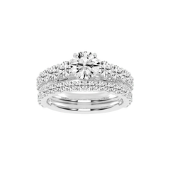 Round Cut Double Row Lab Grown Diamond Engagement Ring
