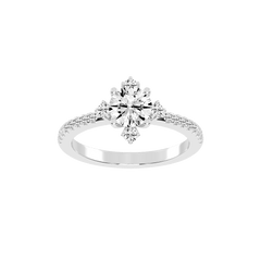 Pave Lab Grown Diamond Engagement Ring with Round Cut Center Stone