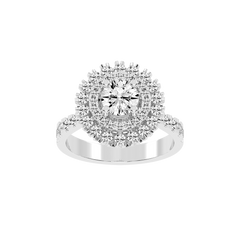 Halo Lab Grown Diamond Engagement Ring with Vintage Style and Round Cut Center Stone
