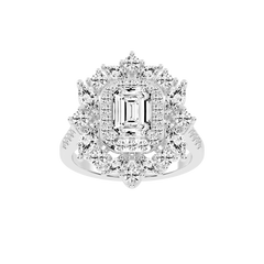 Emerald Cut Fancy Lab Grown Diamond Engagement Ring