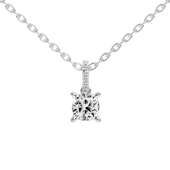 Square Cushion and Round Cut Lab Grown Diamond Solitaire Pendant