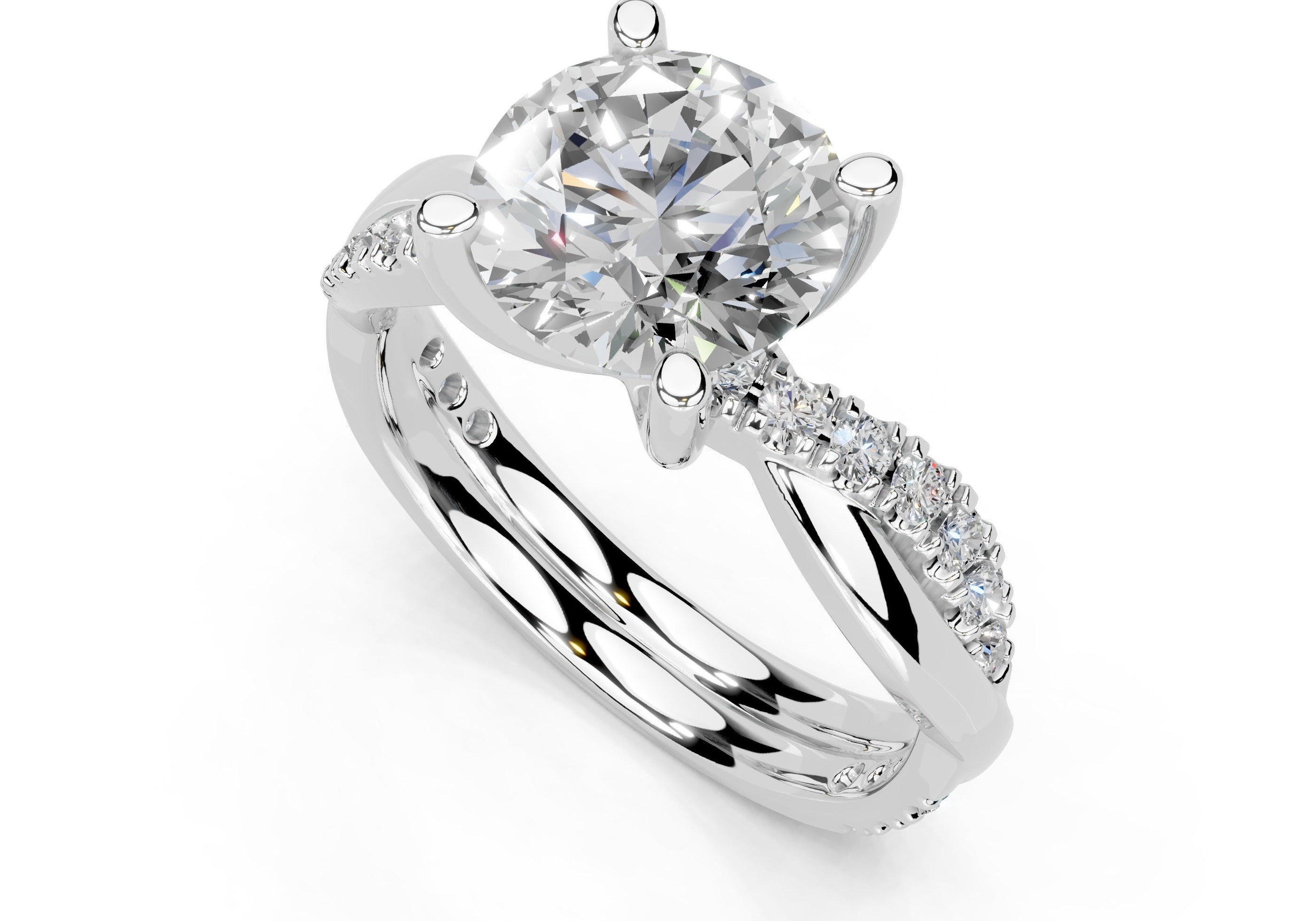 Round cut lab grown diamond engagement ring
