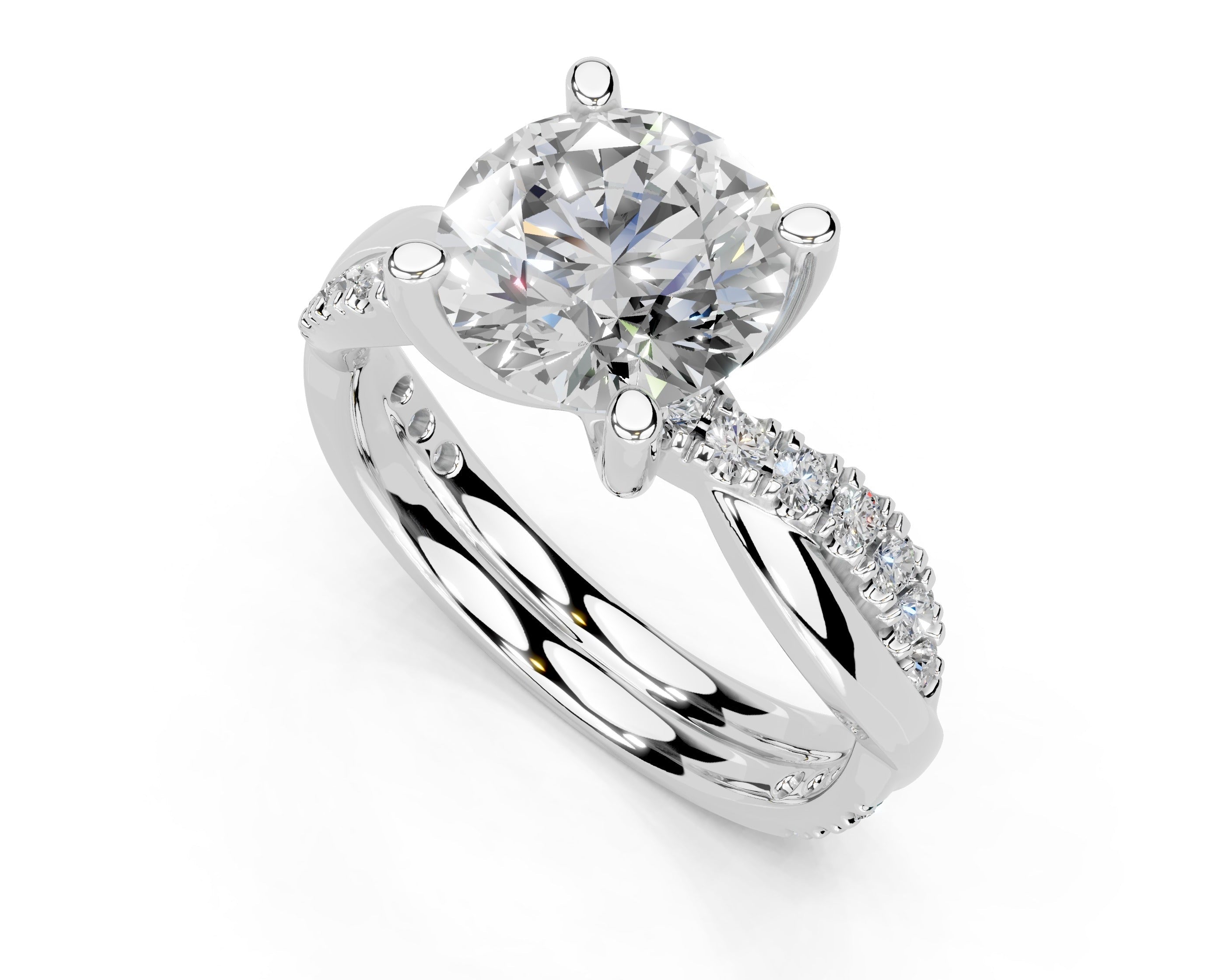 Round cut lab grown diamond engagement ring