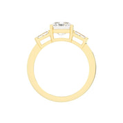 Radiant Tapered Baguette Three-Stone lab-grown diamond ring in yellow gold
