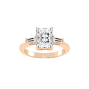 Radiant Tapered Baguette Three-Stone lab-grown diamond ring in rose gold