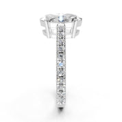 Oval Classic Four-Prong Pavé lab-grown diamond ring in white gold / platinum