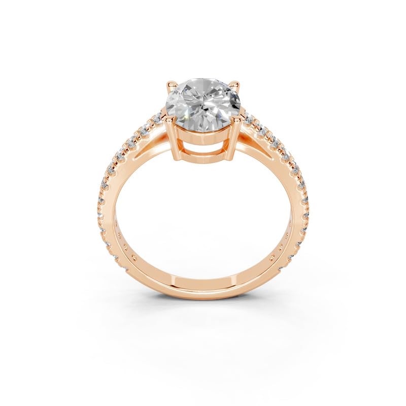Oval Classic Four-Prong Pavé lab-grown diamond ring in rose gold