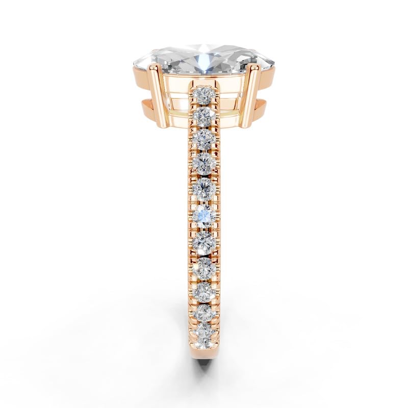 Oval Classic Four-Prong Pavé lab-grown diamond ring in rose gold